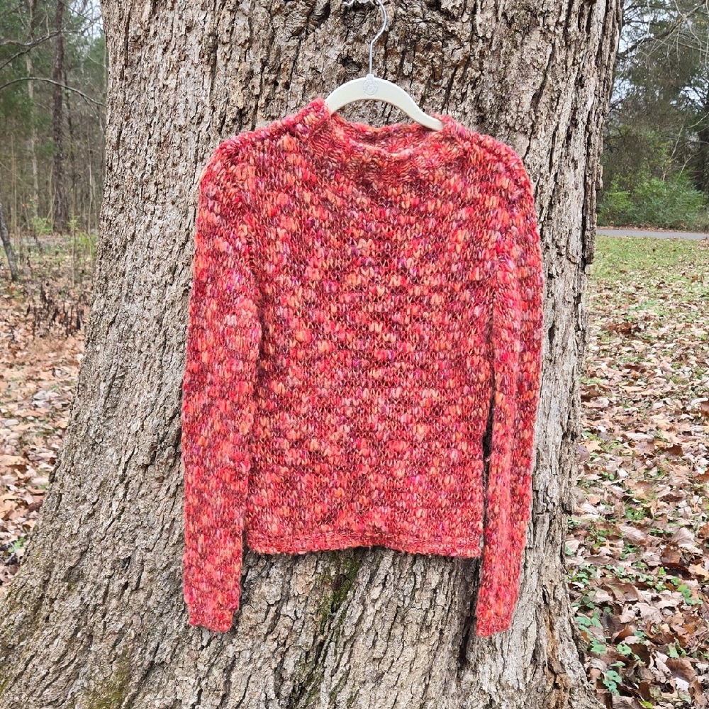 KENJI NATURAL Orange & Red Marled Sweater. Wool Blend. Ladies Size S. Like New!
